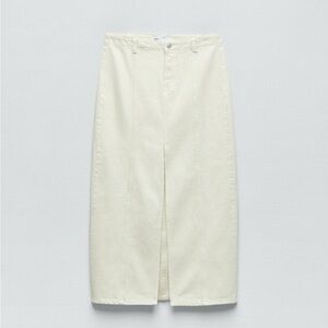 Denim Cream midi Skirt